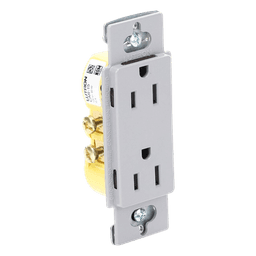 Contacto Dúplex de Pared / 15 A / 125 V / Placa Frontal Gris / Instalación Sin Tornillos Visibles / Compatible Multi-Gang