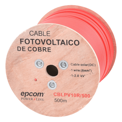 Carrete de 500 Metros / Cable Fotovoltaico Rojo  / Material COBRE / 6mm² (10AWG) / 2000 Vcc