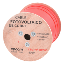 Carrete de 500 Metros / Cable Fotovoltaico Rojo  / Material COBRE / 6mm² (10AWG) / 2000 Vcc