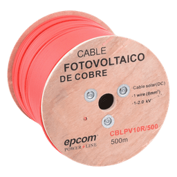 Cable Fotovoltaico / Conductor Cobre 6 mm² (10 AWG) / 2000 Vcc / Rango -40°C a 120°C / Resistencia UV y Ozono / Carrete 500 m (1640.4 ft)