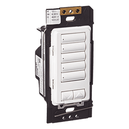 Botonera híbrida de 5 botones con atenuador de 450 W integrado, inalámbrica RF, sistema RadioRA 2