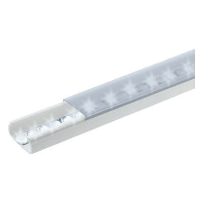 Canal para Tira LED / 20 x 10 mm / Tapa Transparente / PVC Autoextinguible / 1.53 m (5.02 ft) / Adhesivo Integrado