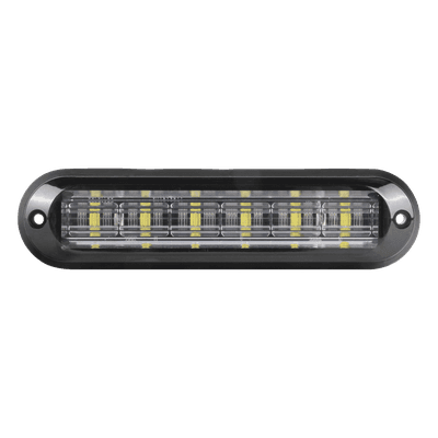Luz Auxiliar Ultra Brillante  IP67 de 6 LEDs, Color Ambar/Claro, con mica transparente y bisel negro