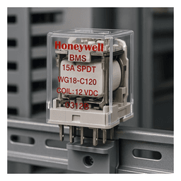 Relevador electromecánico SPDT de 15 A para montaje en socket o riel DIN, bobina de 24 V CA para sistemas BMS