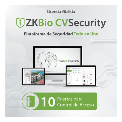Licencia de Software / Control de Acceso / 10 Puertas / Biométrico Green Label / Vitalicia