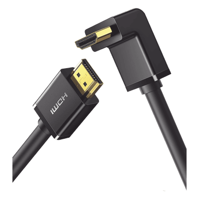 Cable HDMI 2.0  en Angulo de 90°  / 2 m / 4K@60Hz / HDR / 3D / HEC (Canal Ethernet HDMI) / ARC (Canal de Retorno de Audio / CEC / 32 canales de Audio / HDCP 2.2 / Dolby Atmos / 18 Gbps / Blindaje Múltiple