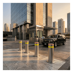 Bolardo Hidráulico Antiembestida / 220 mm × 600 mm (0.72 ft × 1.97 ft) / Acero Inoxidable 304 / 200,000 J / Ciclo 4 s / 100 Ciclos/h