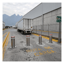 Bolardo Hidráulico Antiembestida / 220 mm × 600 mm (0.72 ft × 1.97 ft) / Acero Inoxidable 304 / 200,000 J / Ciclo 4 s / 100 Ciclos/h