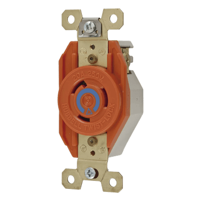 Receptáculo Sencillo de Media Vuelta / 20 A 250 V CA / 2 Polos 3 Hilos / Nema L6-20R
