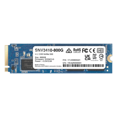 SSD NVMe M.2 SNV3410/3510 | SSD 800GB | Alto Rendimiento 400000 IOPS Lectura | Resistencia Empresarial 1022 TBW | Protección de Datos Integral | Análisis de Vida Útil | Diseñada para Sistemas Synology.