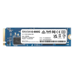 SSD NVMe M.2 SNV3410/3510 | SSD 800GB | Alto Rendimiento 400000 IOPS Lectura | Resistencia Empresarial 1022 TBW | Protección de Datos Integral | Análisis de Vida Útil | Diseñada para Sistemas Synology.