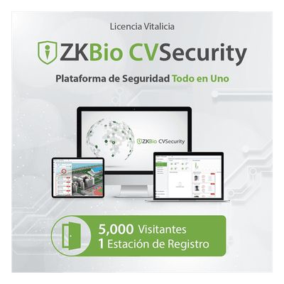 Licencia de software / Gestión de 5,000 visitantes mensuales / 1 estación de registro / Compatible con PDS-3000 / Reemplazo ZKCVLICRE