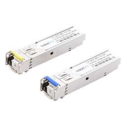 Transceptores Ópticos Bidireccionales SFP (Mini-Gbic) / Monomodo 1310 & 1550 nm / 1.25 Gbps / 1000BASE-BX / Conector LC/UPC Simplex / DDM / Hasta 3 km / 2 Piezas 
