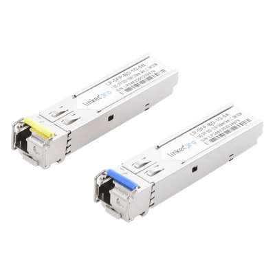 Transceptores Ópticos Bidireccionales SFP (Mini-Gbic) / Monomodo 1310 & 1550 nm / 1.25 Gbps / 1000BASE-BX / Conector LC/UPC Simplex / DDM / Hasta 5 km / 2 Piezas 