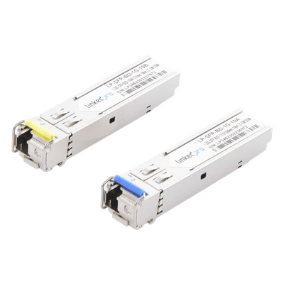 Transceptores Ópticos Bidireccionales SFP (Mini-Gbic) / Monomodo 1310 & 1550 nm / 1.25 Gbps / 1000BASE-BX / Conector LC/UPC Simplex / DDM / Hasta 10 km / 2 Piezas 
