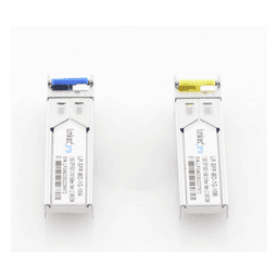 Transceptores Ópticos Bidireccionales SFP (Mini-Gbic) / Monomodo 1310 & 1550 nm / 1.25 Gbps / 1000BASE-BX / Conector LC/UPC Simplex / DDM / Hasta 10 km / 2 Piezas 