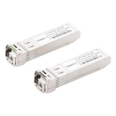 Transceptores Ópticos Bidireccionales SFP+ (Mini-Gbic) / Monomodo 1270 & 1330 nm / 10 Gbps / 10GBASE-BX / Conector LC/UPC Simplex / DDM / Hasta 5 km / 2 Piezas 