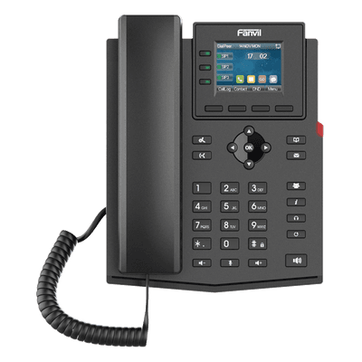 Teléfono IP empresarial para 4 líneas SIP con pantalla LCD de 2.4 pulgadas a color, Opus y conferencia de 3 vías, PoE.