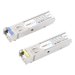 Transceptores Ópticos Bidireccionales SFP (Mini-Gbic) / Monomodo 1310 & 1550 nm / 1.25 Gbps / 1000BASE-BX / Conector LC/UPC Simplex / DDM / Hasta 40 km / 2 Piezas 