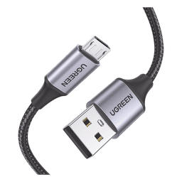 Cable USB-A a Micro USB | 1 Metro (3.28 Pies) | Carga Rápida | QC 3.0/2.0 | FPC | AFC | Transferencia de Datos de 480 Mbps | Recarga hasta 18W | Protección Integrada | Caja de Aluminio | Nylon Trenzado | Color Negro