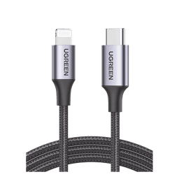 Cable USB-C a Lightning | 1 Metro (3.28 Pies) | Certificado MFi | Carga Rápida 60W | 480 Mbps | Conector C94 | Adecuado para iPhone, iPad y iPod | Protección Integrada | Caja de Aluminio | Nylon Trenzado | Color Negro