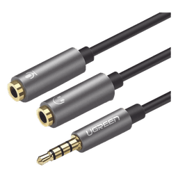 Cable Divisor en Y / De 3.5 mm Macho a Dos Salidas de 3.5 mm Hembra / CTIA, TRS / Núcleo de Cobre / TPE /  Longitud 20 cm / Ideal para Separar el Micrófono de los Auriculares