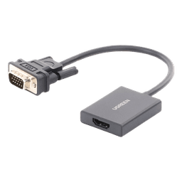VGA Macho / Salida: HDMI Hembra / Resolución de 1080P@60Hz / Puerto Estéreo de 3.5 mm / Plug and Play, Sin Controlador / Longitud del Cable 15 cm (5.91 Pulgadas). / Incluye Cable de Alimentación USB / Incluye Cable de Audio de 3.5mm.