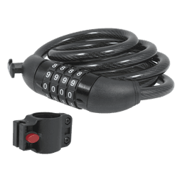 Candado de Cable con Combinación / 4 Pines / 10,000 Códigos / Cable 120 cm (3.9 ft) / Nivel de Seguridad 3 / Acero Trenzado con PVC