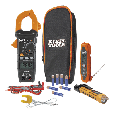 Kit de Prueba Eléctrica HVAC para Aire Acondicionado, Calefacción, Minisplits, etc. Medición de Voltaje CA/CC, Resistencia, Frecuencia, Capacitancia, Diodos, Temperatura, Ciclo, Micro Amperios CC.