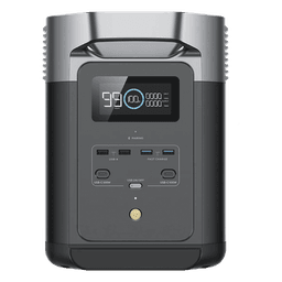 Estación de Energía Portátil Delta 2 1024Wh Litio LFP / 6 AC 1800 W (Max. 2200W) / 2 USB-C 100W / Capacidad para Aumentar Respaldo / Cargador de Coche 10A a 12.6V / Conectividad WiFi y Bluetooth (App) / Carga Solar 500W Max.