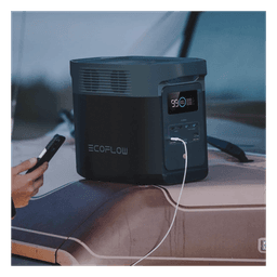 Estación de Energía Portátil Delta 2 1024Wh Litio LFP / 6 AC 1800 W (Max. 2200W) / 2 USB-C 100W / Capacidad para Aumentar Respaldo / Cargador de Coche 10A a 12.6V / Conectividad WiFi y Bluetooth (App) / Carga Solar 500W Max.