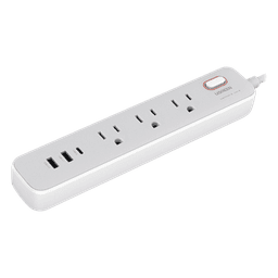Regleta de Alimentación 30W 2 USB-A + 1 USB-C + 3 Salidas AC / Carga de Alta Velocidad / Salida USB-C PD de 30W (GaN) / Salidas AC Tipo B / Protección Contra Sobretensiones / 6 en 1
