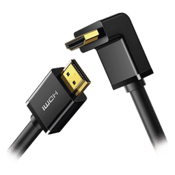 Cable HDMI 2.0 / Conector 90° / 4K@60Hz / 18 Gbps / 3 m (9.84 ft) / HDR / 32 Canales Audio / Triple Blindaje