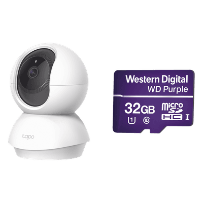 Kit de Cámara IP Wi-Fi / Incluye 1 Pieza Modelo TAPOC200 / 2 Megapixel / Audio Doble Vía /  Utiliza La App Tapo / 1 Memoria Micro SD Modelo  Mod WD32MSD  