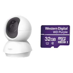 Kit de Cámara IP Wi-Fi / Incluye 1 Pieza Modelo TAPOC200 / 2 Megapixel / Audio Doble Vía /  Utiliza La App Tapo / 1 Memoria Micro SD Modelo  Mod WD32MSD  