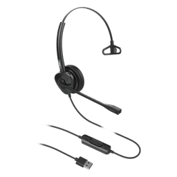 Diadema USB Monoaural / Cancelación de Ruido ENC / Audio HD / Micrófono Dual / Plug-and-Play
