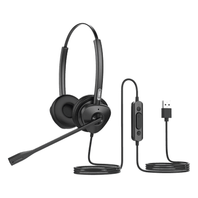 Diadema binaudal (duo) con tecnología antishock para teléfonos IP FANVIL USB con micrófono de cancelación de ruido, larga durabilidad 