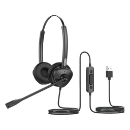 Diadema binaudal (duo) con tecnología antishock para teléfonos IP FANVIL USB con micrófono de cancelación de ruido, larga durabilidad 