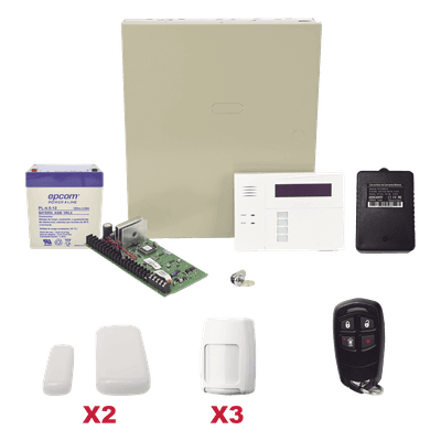 Kit de Alarma Inalámbrica / Panel 48 Zonas / 40 Inalámbricas y 8 Cableadas / Teclado 6160RF / Contactos Magnéticos Ultradelgados / 3 Detectores PIR / Control Remoto