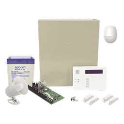 Panel de Alarma / 8 Zonas Cableadas / 40 Zonas Inalámbricas / Teclado Alfanumérico con Receptor RF / Sirena 15 W / Batería 12V 4.5Ah