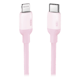 Cable USB-C a Lightning / Certificado MFi / 1 Metro / Adecuado para iPhone, iPad, iPod / Carga Rápida PD 20W /  Sincronización de Datos de hasta 480 Mbps / Goma de Silicona y  TPE. / Suave al Tacto / Color Pink