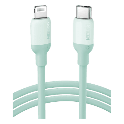 Cable USB-C a Lightning / Certificado MFi / 1 Metro / Adecuado para iPhone, iPad, iPod / Carga Rápida PD 20W /  Sincronización de Datos de hasta 480 Mbps / Goma de Silicona y  TPE. / Suave al Tacto / Color  Green