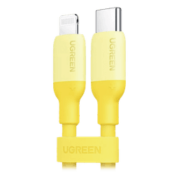 Cable USB-C a Lightning / Certificado MFi / 1 Metro / Adecuado para iPhone, iPad, iPod / Carga Rápida PD 20W /  Sincronización de Datos de hasta 480 Mbps / Goma de Silicona y  TPE. / Suave al Tacto / Color Yellow