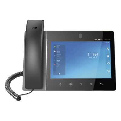 Teléfono IP Android 11, 16 líneas SIP con 16 cuentas, pantalla táctil  8", puertos Gigabit, Wi-Fi, Bluetooth, PoE, codec Opus, IPV4/IPV6 con gestión en la nube GDMS