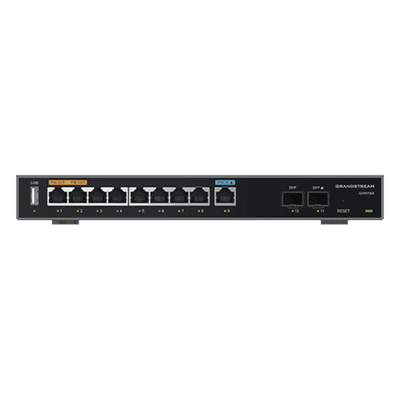 Router Gigabit VPN / Balanceador de cargas / 60,000 sesiones NAT /  9 puertos 10/100/1000 Mbps + 2 puertos SFP (WAN/LAN) / 1 puerto entrada PoE(af/at) / 2 puertos salida PoE (af/at) / Compatible con GWN Cloud.