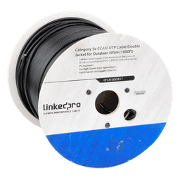 Bobina de Cable UTP / Cat5e / 305 m (1000 ft) / CCA 24 AWG / Doble Forro Intemperie / 100 MHz