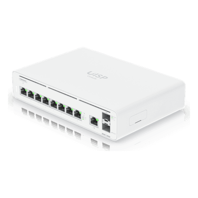 Consola Gateway-Switch / 8 Puertos LAN GbE RJ45 / 2 Puertos SFP+ 10G / Router WAN 1GbE / Rendimiento 8,500 Mbps / SSD 128 GB / Montaje Rack 1U