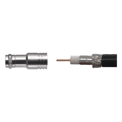 Conector F Macho de Compresión / Cable Coaxial RG-11 / 75 Ohm / Montaje por Compresión