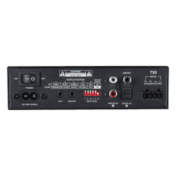 Amp Clase D | 2 Canales 50W | Con Aprendizaje IR | Salida Sub | Estéreo, Bridge, Múltiples Amplificadores | 4-8Ω