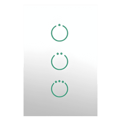 (ZWAVE) Interruptor On/Off panel táctil touch inalámbrico Zwave Plus 3 botones. Compatible con Hubitat HC8, Álula  M2M, otro 
